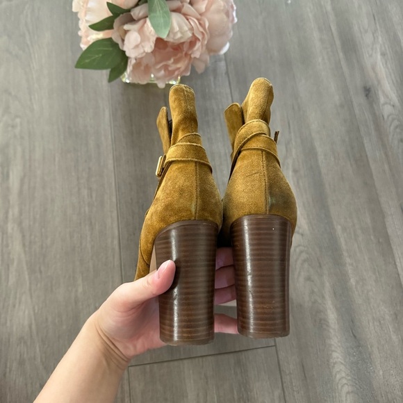 J. Crew Tan Brown Suede Leather Ankle Heel Booties - Picture 7 of 10